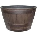 Southern Patio Planter, 154 in W, 154 in D, Whiskey Barrel Design, Resin, Kentucky Walnut HDR-055433